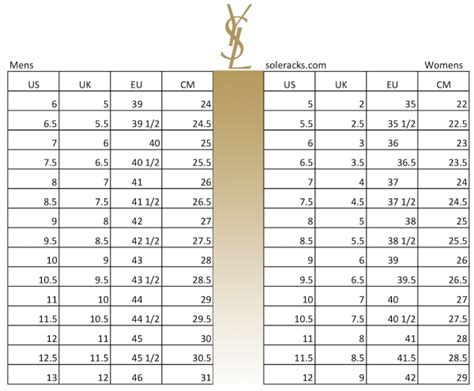 ysl size chart